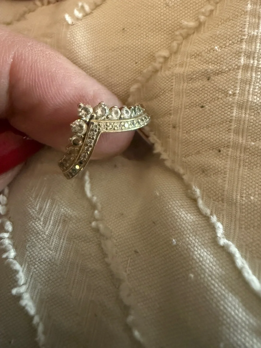 Pandora gold Crystal V-Shape Stacking Ring - Women Jewelry